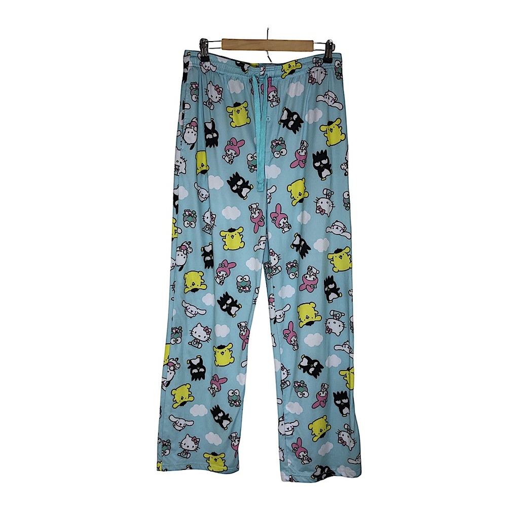 Hello Kitty Relaxed Fit Polyester Elastic Waist Pockets Unisex Pajama Pants L